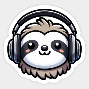 Sloth With Headphones Sticker